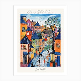 Poster Of Jakarta, Dreamy Storybook Illustration 3 Art Print