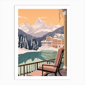 Vintage Winter Travel Illustration St Moritz Switzerland 4 Art Print
