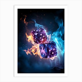 Two Dice In Fire Stock Photo Art Print