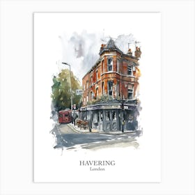 Havering London Borough   Street Watercolour 7 Poster Art Print