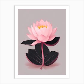 A Pink Lotus In Minimalist Style Vertical Composition 27 Art Print