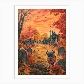 Halloween Pugs Watercolor 3 Art Print