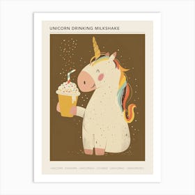 Unicorn Drinking A Rainbow Sprinkles Milkshake Muted Pastels Poster Art Print
