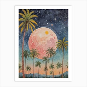 Palm Trees In The Moonlight Art Print