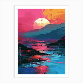 Sunset In Scotland | Pixel Minimalism Art Series Art Print