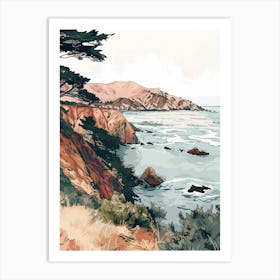 Mount Tamalpais Usa Color Line Drawing (2) Art Print