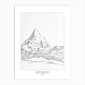 Alpamayo Peru Line Drawing 1 Poster Art Print