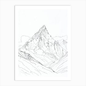 Ama Dablam Nepal Line Drawing 8 Art Print