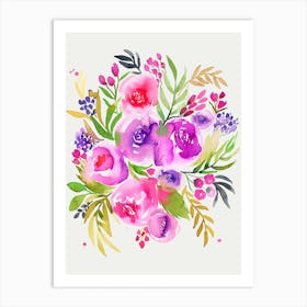 Flowers Bouquet Purple Art Print