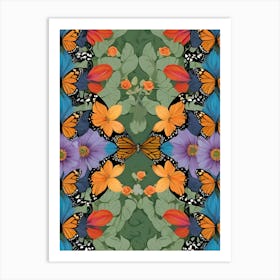 Butterflies And Flowers 3 Art Print