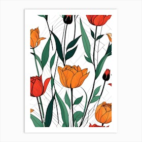 Seamless Pattern With Tulips Art Print