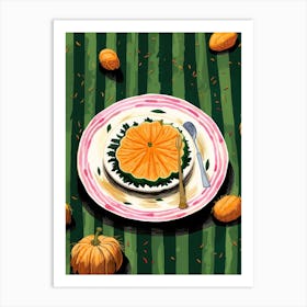A Plate Of Pumpkins, Autumn Food Illustration Top View 70 Art Print