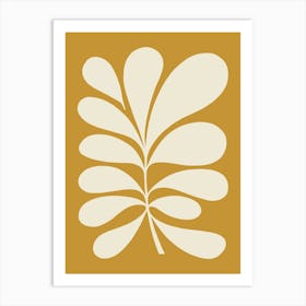 Minimal Abstract Matisse Leaf Cut-out - Almond on Ochre Art Print