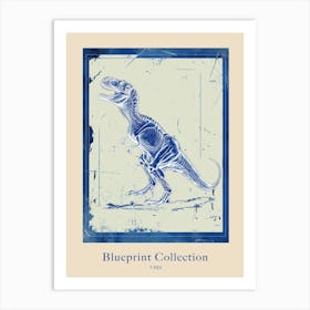 Beige T Rex Blue Print Inspired 4 Poster Art Print