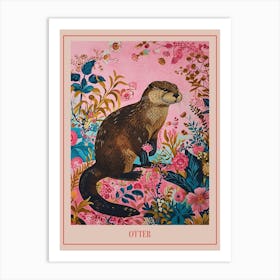 Floral Animal Painting Otter 4 Poster Art Print