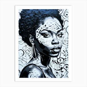 Graffiti Mural Of Beautiful Black Woman 112 Art Print