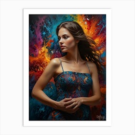 Woman In A Colorful Dress 1 Art Print