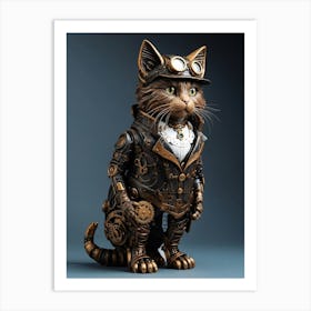 Steampunk Cat 2 Art Print