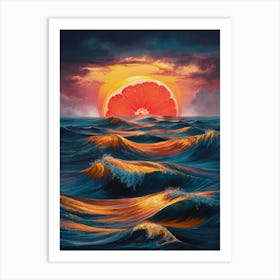 Sunset Over The Ocean 10 Art Print