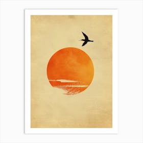 Sunset With A Bird Art Print