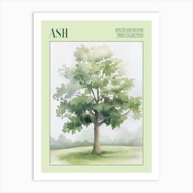 Ash Tree Atmospheric Watercolour Painting 4 Poster Art Print