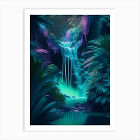 Waterfalls In A Jungle, Waterscape Holographic 1 Art Print