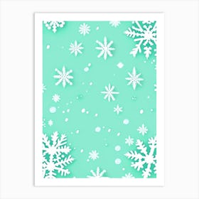 Snowflakes Falling By A Lake, Snowflakes, Kids Illustration 3 Art Print