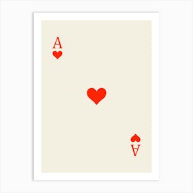 As Heart Poker Playing Cards Red Art Print