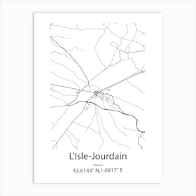 L Isle Jourdain,France Minimalist Map Art Print