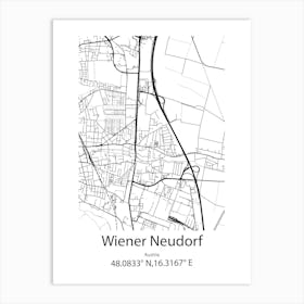 Wiener Neudorf,Austria Minimalist Map Art Print