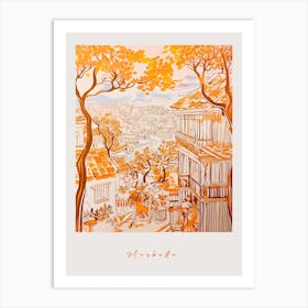 Marbella Spain Orange Drawing Poster Art Print