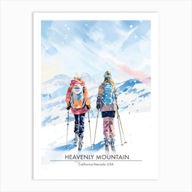 Heavenly Mountain   California Nevada Usa, Ski Resort Poster Illustration 2 Art Print