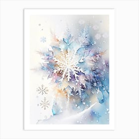 Crystal, Snowflakes, Storybook Watercolours 4 Art Print