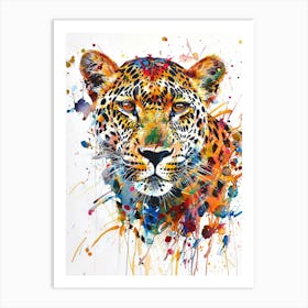 Leopard Colourful Watercolour 2 Art Print