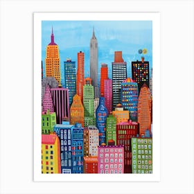 Kitsch Colourful New York Painting 2 Art Print
