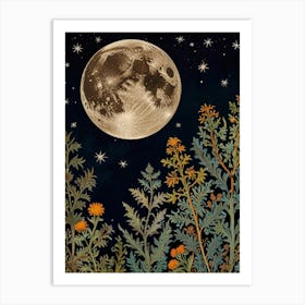 Landscape Moon In Forest Style William Morris 1 Art Print