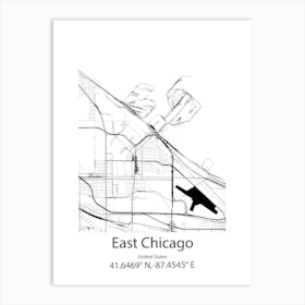 East Chicago,United States Minimalist Map Art Print