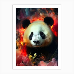 Panda Bear In Fire Art Print