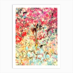 Impressionist Autumn Crocus Botanical Painting in Blush Pink and Gold 1 Art Print