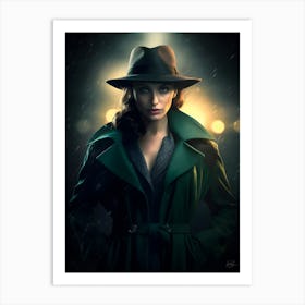 Woman In A Trench Coat Art Print