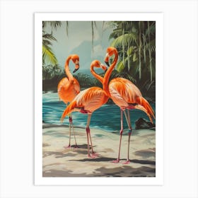 Greater Flamingo Galapagos Islands Ecuador Tropical Illustration 1 Art Print