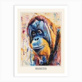 Orangutan Colourful Watercolour 1 Poster Art Print