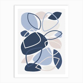 Blue, Grey, Mid Century Modern Abstract 23 Art Print