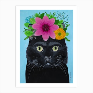 Frida Kahlo Black Cat Art Print