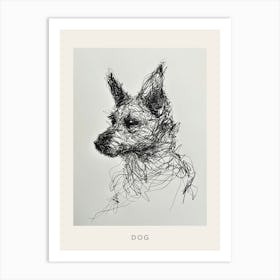 Rough Dog Line Sketch Poster Art Print