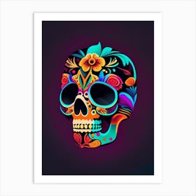 Skull With Vibrant Colors 3 Mexican Art Print
