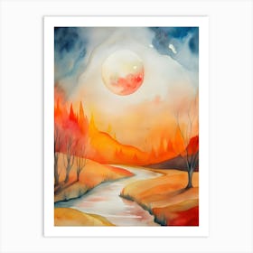 Watercolor Landscape Painting 8 Art Print