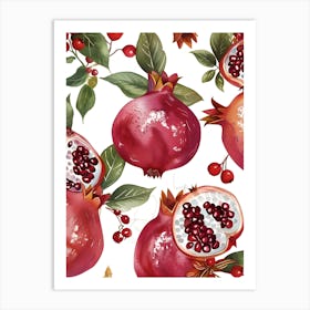 Seamless Pattern With Pomegranate 1 Art Print