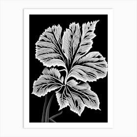 Mallow Leaf Linocut Art Print