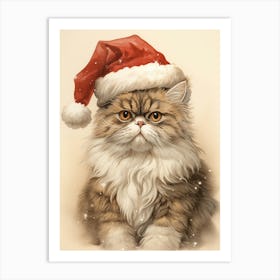 Santa Claus Cat Art Print